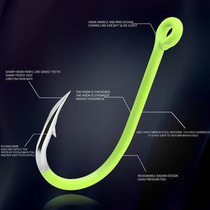 0,8 из высокоуглеродистой стали #-12 # флуоресцентные желтые треугольные зубы кривой рот крюк с петлей и зазубриной большой игровой крючок рыболовные снасти - Product Image 2