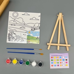 Kit de Pintura Creativa en Lienzo para Niños, 15*15cm, Mini Pre-Dibujado con Pincel, Múltiples Diseños, Material de Arte, Paquete de Suministros - Product Image 5
