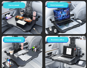 طاولة كمبيوتر دوارة لمقعد السيارة الخلفي بزاوية ، رف تخزين المشروبات متعدد الوظائف - Product Image 4