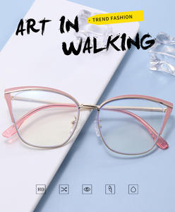 Nuovi Occhiali Anti-Luce Blu 2025 con Montatura Cat-Eye <span class=keywords><strong>e</strong></span> Lenti Piatte, Montatura in Metallo Personalizzata Bianca, <span class=keywords><strong>Rossa</strong></span> <span class=keywords><strong>e</strong></span> Grigia per Donna - Product Image 2