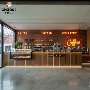 בית קפה מותאם אישית בית קפה עיצוב פנים | ארונות תצוגה זכוכית מודרניים & בר קפה רהיטים | סוהר חנות קישוט - Product Image 2