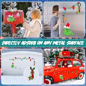 Imán Reflectante para Coche con Diseño de Grinch Navideño 2024, Imán Promocional para Refrigerador, Venta Caliente - Product Image 3