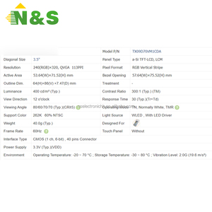 3.5" 240*320 TFT <b>LCD</b> <b>Module</b> Original For Industrial Control Medical Automotive Equipment TX09D70VM1CDA - Product Image 4