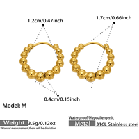 Minimalist Versatile Niche 18K PVD Gold Plated Earrings Jewelry 316L Stainless Steel Beaded Huggie Hoop Earrings for Women