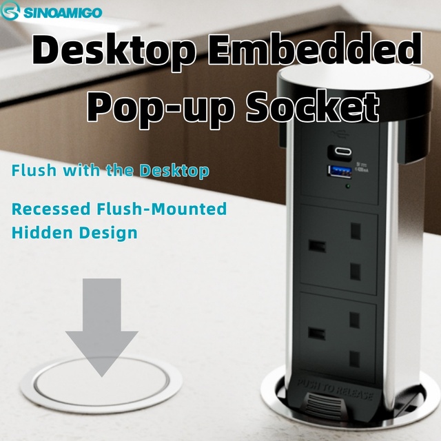 SINOAMIGO Kitchen Accessories Kitchen Pop up Socket Countertop Outlet Pop up Socket Uk Kitchen Socket