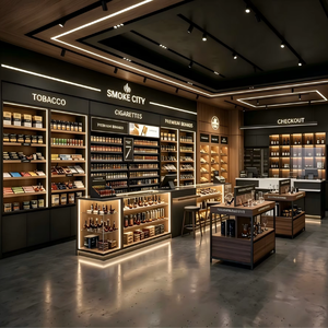 Aménagement intérieur de boutique de tabac de luxe, mobilier sur mesure pour magasin de tabac |   Vitrines d'exposition pour dispensaires avec éclairage LED écologique, clé en main - Product Image 1
