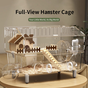 Plaque acrylique transparente sur mesure - Grand habitat à 2 niveaux avec accessoires - Enclos transparent pour hamsters syriens nains - Product Image 2