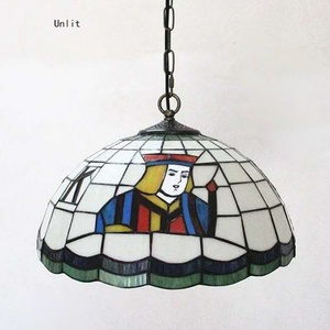 16'' Hand-Crafted Adjustable Height <b>Small</b> European Style Poker <b>Table</b> Lamp LED Lighting Glass Tiffany Pendant for Chess Card - Product Image 3