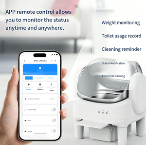 Bac à litière intelligent autonettoyant OEM 74L grande capacité avec contrôle à distance via application WiFi, en matériaux durables ABS+PP et sécuritaires pour les chats - Product Image 6