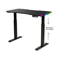 Bureau d'ordinateur de jeu en métal réglable en hauteur avec éclairage LED RVB, surface en fibre de carbone, levage intelligent - Vente en gros