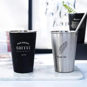 Großhandel Bar Bier Schnaps glas Becher Pint Cups Single Wall Stack able Tumbler 304 Edelstahl Metall Kaffeetasse