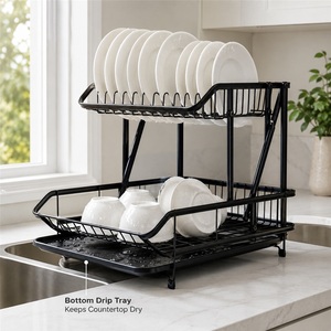 Égouttoir à vaisselle multifonctionnel moderne en acier inoxydable pour cuisine, support de rangement pour évier, porte-serviettes non pliable - Product Image 3