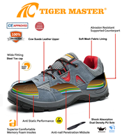 Sepatu Safety Tiger Master Labor Murah Warna Biru Suede, Pelindung Baja EU Anti-tusuk Anti-selip Tahan Minyak Asam Sol PU untuk Unisex