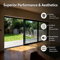 Puerta Corredera de Patio con Marco de Aluminio y Doble Acristalamiento Low-E, Puerta de Vidrio Elevable y Deslizante para Piscina, Ventana de Seguridad Insonorizada para Casa o Villa