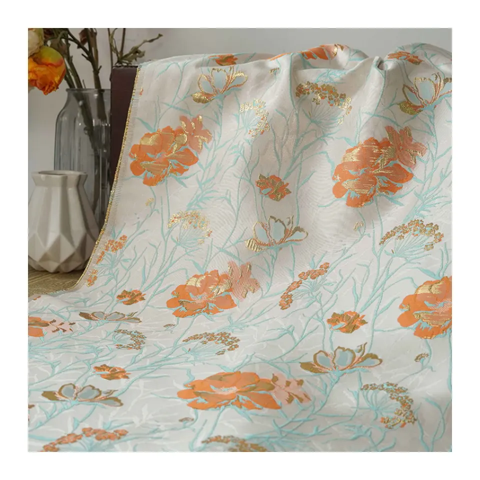 Mới phổ biến sơn dầu cảm giác Orange màu xanh màu sắc tương phản cứu trợ Jacquard vải cho Ăn mặc