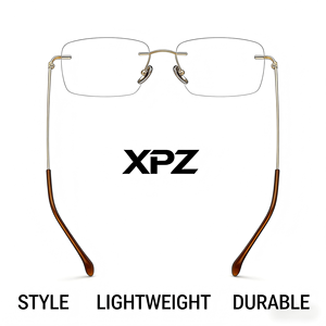 <span class=keywords><strong>Gafas</strong></span> Ópticas <span class=keywords><strong>de</strong></span> Titanio sin Montura XPZ, Marca <span class=keywords><strong>de</strong></span> Lujo para Hombre y Mujer, Lentes Personalizables, Anti Luz Azul, para Todas las Formas <span class=keywords><strong>de</strong></span> Rostro - Product Image 2