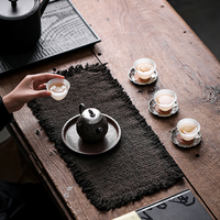 Tapis de thé en lin-coton style Zen chinois, résistant aux taches, chemin de table isolant thermiquement pour théière et tasses