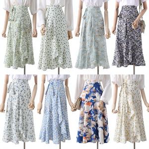 Venta al por Mayor de <span class=keywords><strong>Faldas</strong></span> Plisadas para Mujer a Bajo Precio, <span class=keywords><strong>Faldas</strong></span> Midi de Gasa con Estampado Floral, Ajustadas, Cómodas y Transpirables - Product Image 1