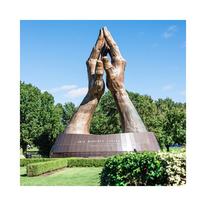 Statua del parco di grandi dimensioni bronzo pregando mani scultura - Product Image 1
