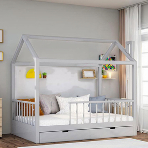 AILICHEN Cadre de lit simple et double en bois massif de style nordique moderne pour <span class=keywords><strong>enfant</strong></span> bébé étudiant chambre pour princesse accessoires de photographie - Product Image 2