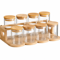 Ensemble de pots à épices en verre et bambou naturel avec couvercle et cuillère en bambou, emballés dans un carton écologique, contenants de rangement pour la cuisine