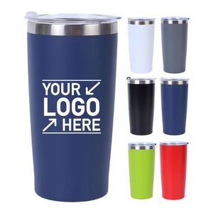 Custom logo 20oz Classic Powder Coated Vacuum Insulated Travel <b>Coffee</b> Mug 20 oz Stainless Steel Tumbler with Lid - Product Image 1