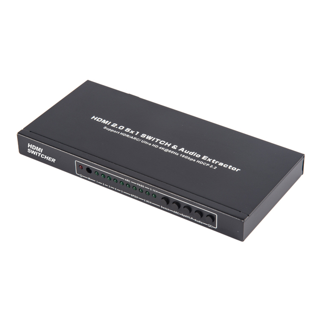 4K 60Hz HDMI 2.0 5x1 Switcher with Audio Extractor (3D ARC Audio EDID Setting 5.1CH/ADV/2CH)