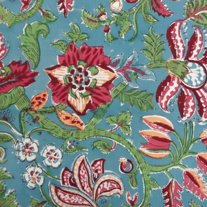 Tela Anarkali Verde Gud, Estampada a Mano con Bloques Indios, 100% Algodón, 150 g/m², Tejido de Secado Rápido, Antiestático, para Cortinas, Camisas, Trajes, Almohadas - Product Image 1