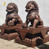 Sculpture de lion chinois en bronze RELONG, statue de chien Foo en métal pour jardin de villa, parc extérieur