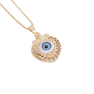 Haute qualité 18K or coeur bleu oeil pendentif collier Bling Zircon oeil d'horus pendentif colliers pour femmes et filles - Product Image 4