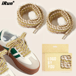 IRun personalità personalizzata Non elasticizzata giallo dorato <span class=keywords><strong>lacci</strong></span> <span class=keywords><strong>eleganti</strong></span> intrecciati dorati trama <span class=keywords><strong>lacci</strong></span> lucenti delle <span class=keywords><strong>scarpe</strong></span> - Product Image 1