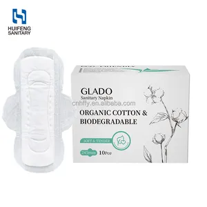 Glado Care Anion Biodegradable Herbal Eco Friendly Wholesale Organic Cotton Lady Cheap Sanitary Towel Pads Women Napkin