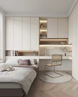 Ensemble de meubles de chambre à coucher tout-en-un pour enfants, design moderne, lit en bois, bureau, bibliothèque, armoire