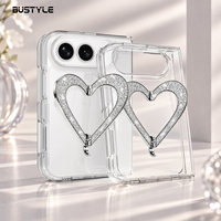 Coque de téléphone transparente magnétique de luxe personnalisée pour iPhone Duo avec support cœur scintillant en TPU PC pour vente en gros et marque privée