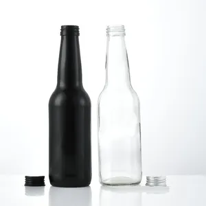 250ml 330ml ברור זכוכית זול מחיר מוגזים לשתות סודה מיץ משקאות אריזה מט שחור חלבית מיץ בקבוק זכוכית