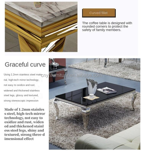 Ý thiết kế bê tông thép không gỉ sang trọng Trắng Side Faux đá cẩm thạch hình bầu dục gương kim cương nhân đôi Bàn cà phê - Product Image 5