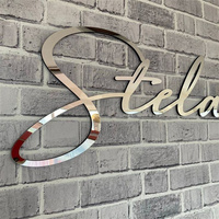 Signe découpé au laser, Fermer, Signe de logo de réception, Signe de lobby, Signe d'affaires, Logo en métal brossé, Signe de clinique, Miroir acrylique, Décoration murale
