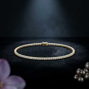 Lab Grown Diamond Filled Brilliant Cut Solid Gold Tennis <b>Choker</b> Necklace-Luxury Bridal & Anniversary Jewelry - Product Image 1