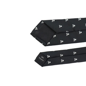 Halloween <strong>Custom</strong> Necktie Festival Microfiber Polyester Woven Slim Punk Black White Fashion <strong>Crossbones</strong> Mens Skull Ties for Men
