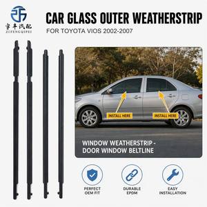 Moulures de garniture de vitre de porte avant et arrière extérieures pour Toyota Vios <span class=keywords><strong>2002</strong></span> 2003 2004 2005 2006 2007 XP40 NCP42, lot de 4 joints d'étanchéité OEM - Product Image 1