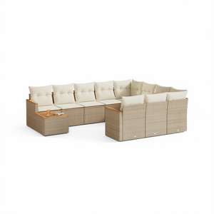 Ensemble de canapés de jardin en rotin beige 6 places, mobilier d'extérieur contemporain résistant aux intempéries - Product Image 1