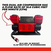Compresseur d'air robuste 24V 300L Gonfleur de pneu à 2 cylindres pour automobiles avec fonction de surveillance de la pression des pneus