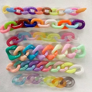 Porte-clés de chaîne à maillons en acrylique, chaîne colorée, en plastique, pour collier, 1 pièce