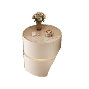 Mesita de Noche Moderna Europea de Madera Crema con 2 Cajones, Carga Inalámbrica, Luz LED y Almacenamiento Multifuncional <span class=keywords><strong>para</strong></span> Apartamentos Pequeños - Product Image 5