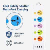 Enchufe de Extensión con Interruptor Individual de 5 Vías y Logotipo Personalizado al por Mayor, Enchufe Europeo, 4 Puertos USB, Cable de 2 m, Protector contra Sobretensiones de 10 A