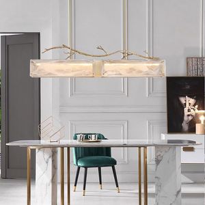 Lampadario Moderno di Lusso in Vetro Vintage, Lampada <span class=keywords><strong>a</strong></span> <span class=keywords><strong>Sospensione</strong></span> Rettangolare Decorativa <span class=keywords><strong>per</strong></span> Tavolo <span class=keywords><strong>da</strong></span> Pranzo, Interamente in Rame - Product Image 4