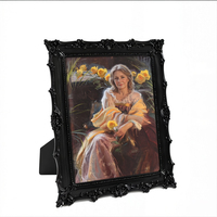 Cadre photo 5x7 pouces en résine, style baroque européen, fait main, gaufré, imprimé par gravure, or antique, noir, vintage, orné, pour mur ou table