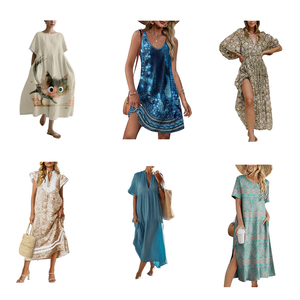 Robes d'été décontractées pour femmes, lot en gros assorti, motifs et couleurs variés sélectionnés aléatoirement, balles d'exportation en entrepôt - Product Image 5