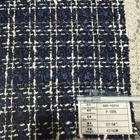Tela Tweed a Cuadros Azul Marino y Blanco, 100% Poliéster, 421GSM, 57/58 Pulgadas, Tejido Grueso, Transpirable y Ecológico para Abrigos y Trajes