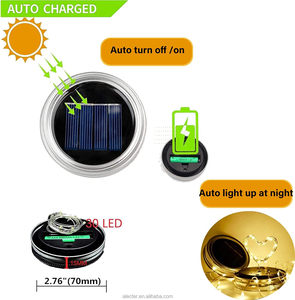 12Pcs <b>Solar</b> Mason Jar Lid <b>Lights</b> 30LED Copper Wire <b>String</b> <b>Light</b> Waterproof <b>Solar</b> Auto On‑Off Outdoor Garden Decoration - Product Image 4